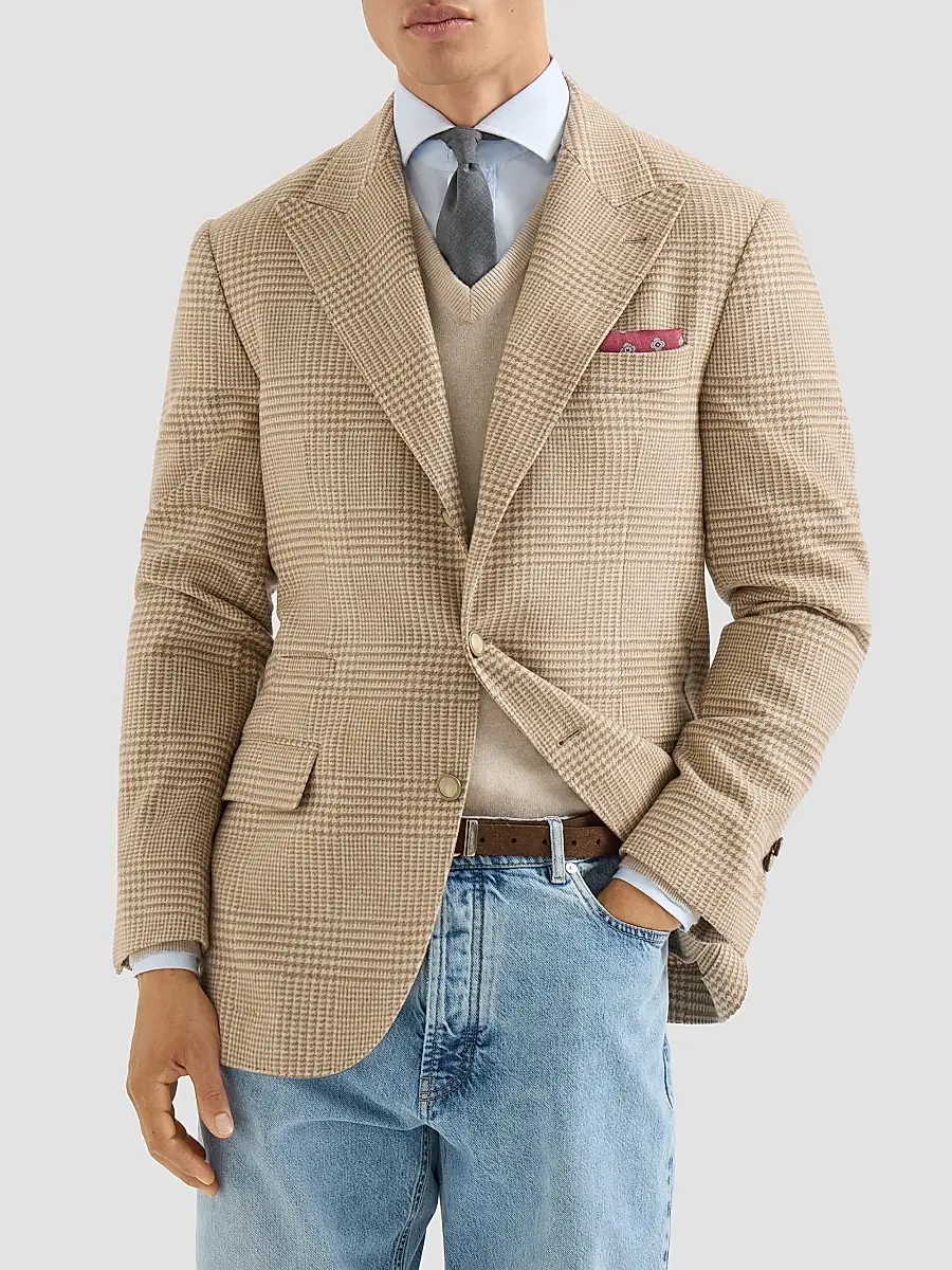Brunello Cucinelli Men's Comfort Wool and Cashmere Flannel Deconstructed Blazer | Thumbnail 3 Brunello Cucinelli Men's Comfort Wool and Cashmere Flannel Deconstructed Blazer | Thumbnail 3