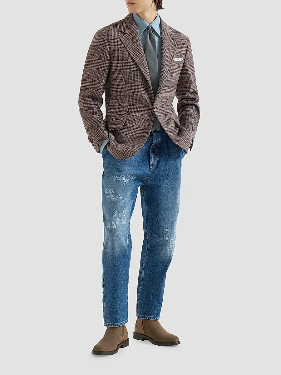 Brunello Cucinelli Men's Comfort Wool and Cashmere Flannel Deconstructed Cavallo Blazer | Thumbnail 6 Brunello Cucinelli Men's Comfort Wool and Cashmere Flannel Deconstructed Cavallo Blazer | Thumbnail 6