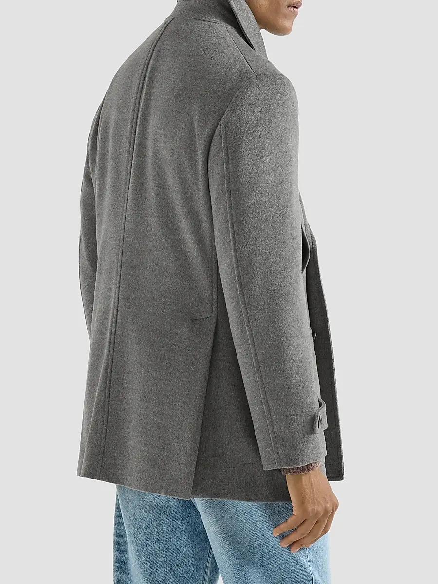 Brunello Cucinelli Men's Virgin Wool Cloth Four-Pocket Peacoat | Thumbnail 3 Brunello Cucinelli Men's Virgin Wool Cloth Four-Pocket Peacoat | Thumbnail 3