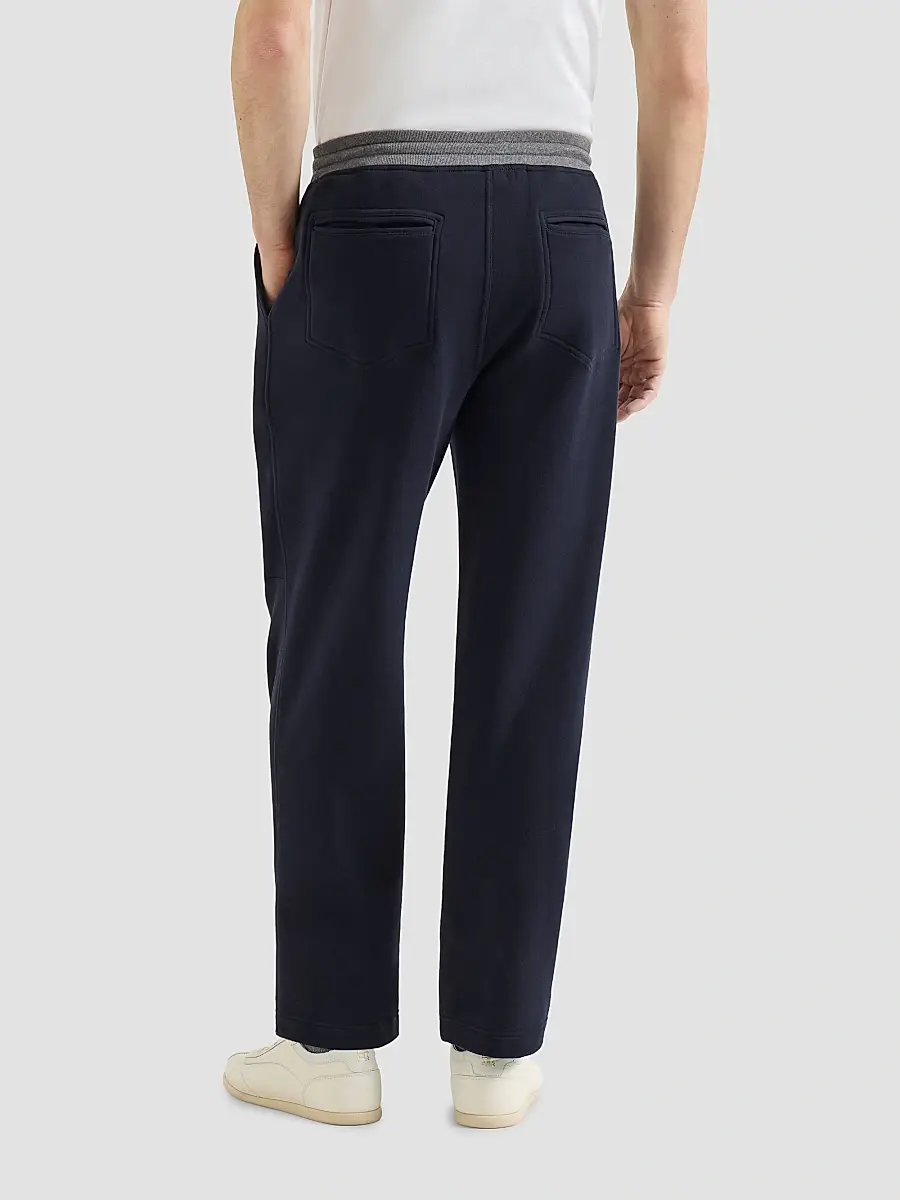 Brunello Cucinelli Men's Cotton French Terry Trousers with Embroidery - Cobalt | Thumbnail 5 Brunello Cucinelli Men's Cotton French Terry Trousers with Embroidery - Cobalt | Thumbnail 5