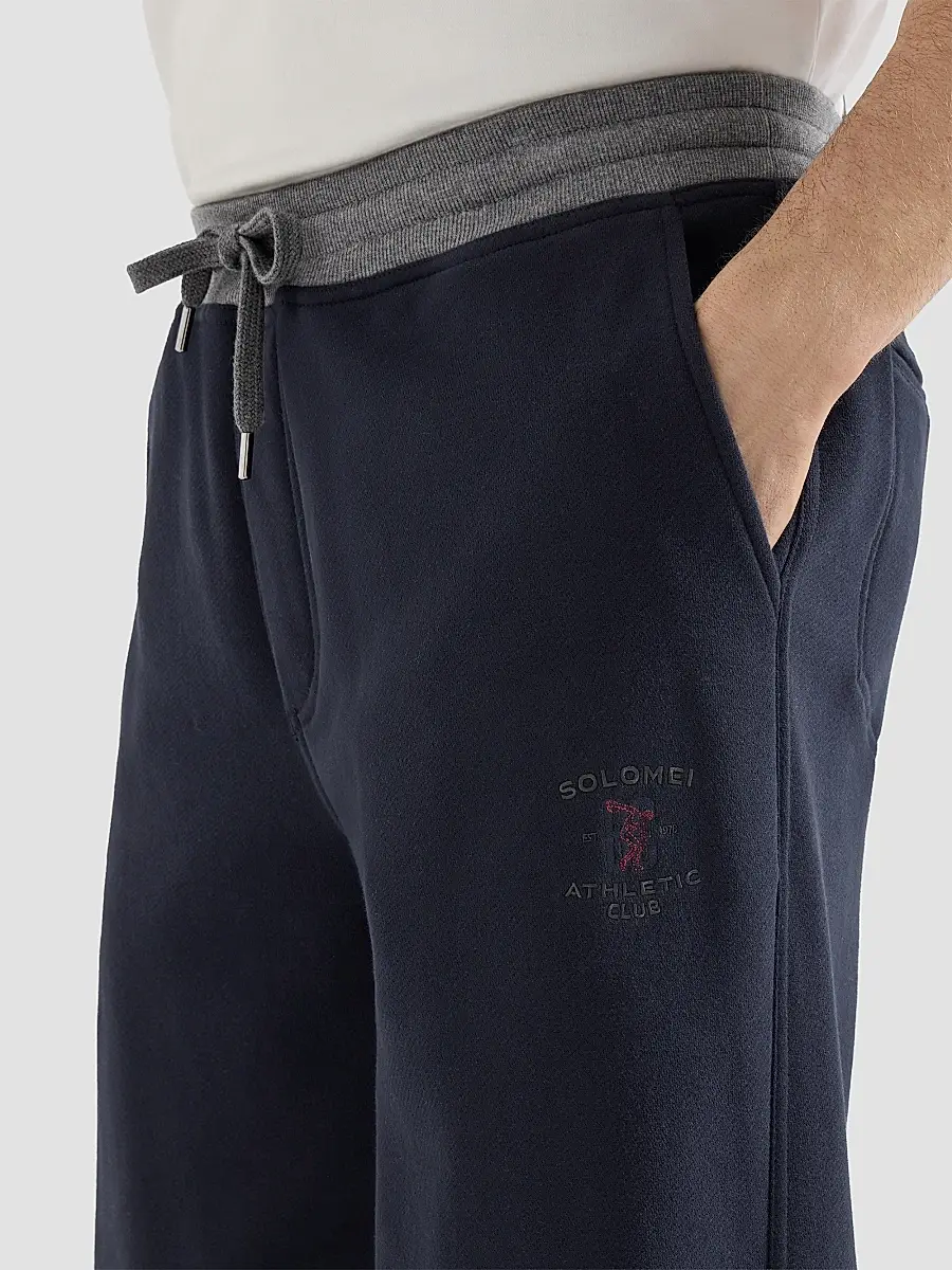 Brunello Cucinelli Men's Cotton French Terry Trousers with Embroidery - Cobalt | Thumbnail 6 Brunello Cucinelli Men's Cotton French Terry Trousers with Embroidery - Cobalt | Thumbnail 6