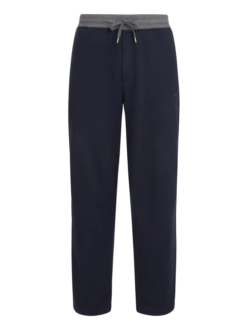 Men's Cotton French Terry Trousers with Embroidery - Cobalt