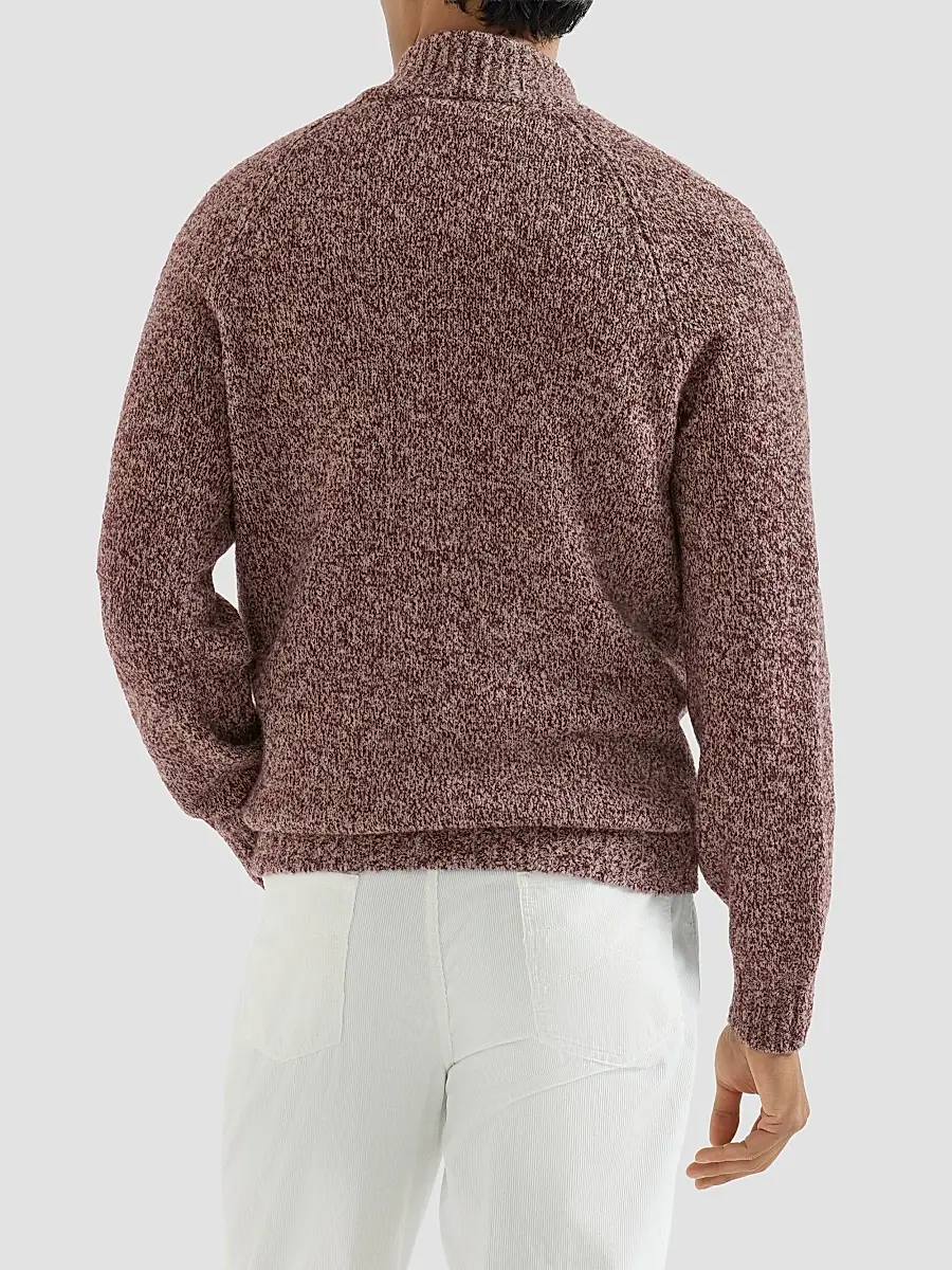 Brunello Cucinelli Men's Virgin Wool, Silk and Cashmere Chiné Cardigan | Thumbnail 3