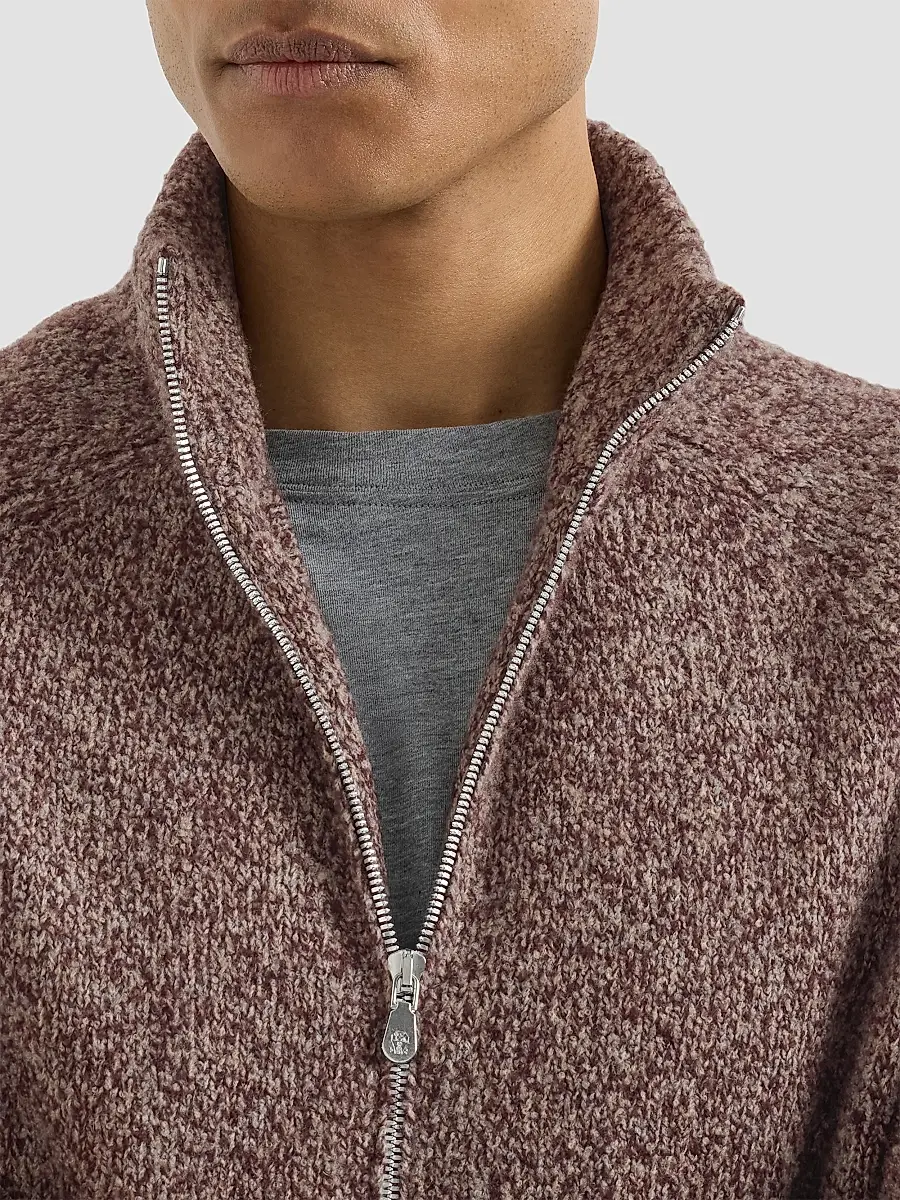 Brunello Cucinelli Men's Virgin Wool, Silk and Cashmere Chiné Cardigan | Thumbnail 4
