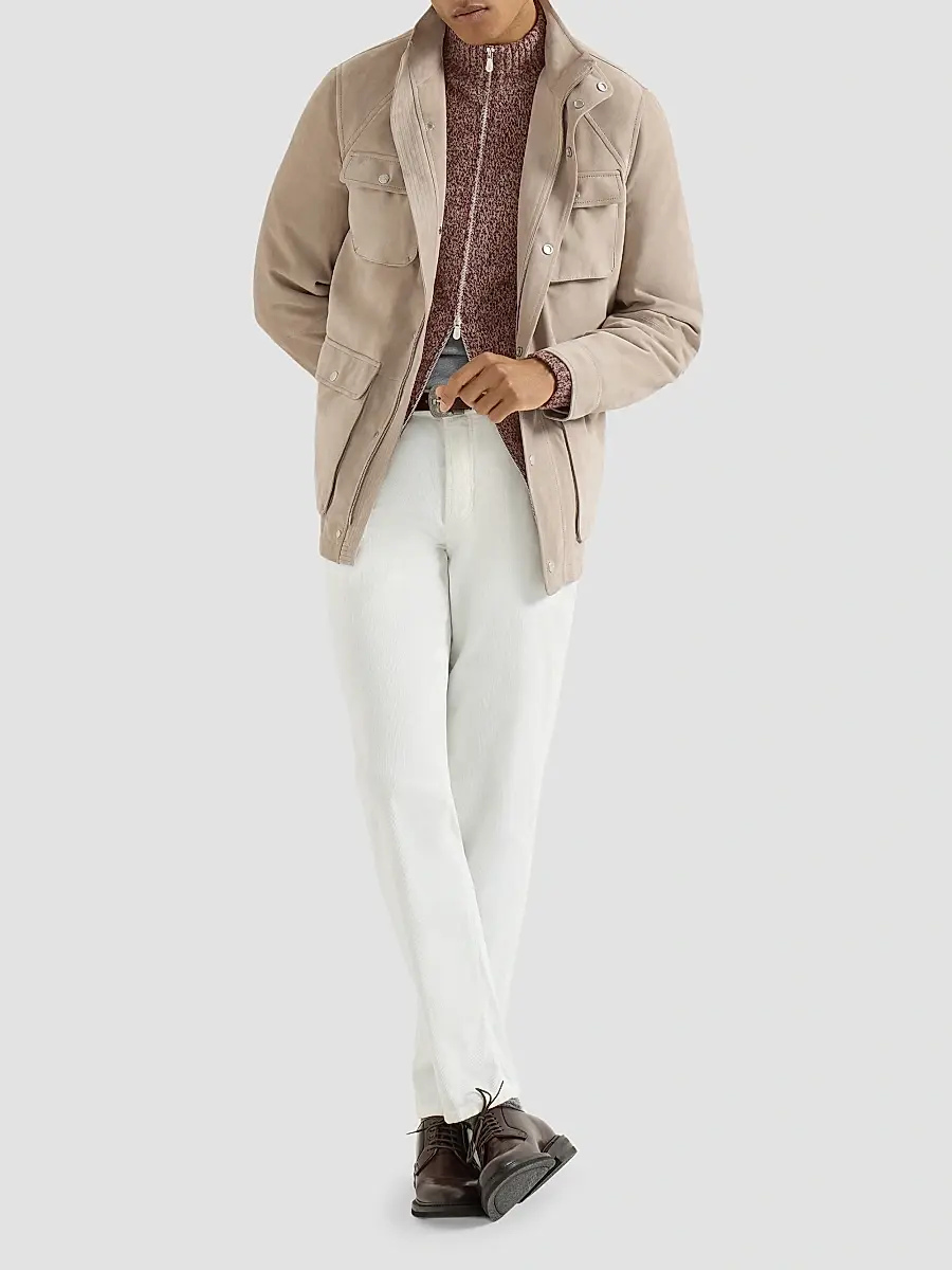 Brunello Cucinelli Men's Virgin Wool, Silk and Cashmere Chiné Cardigan | Thumbnail 6
