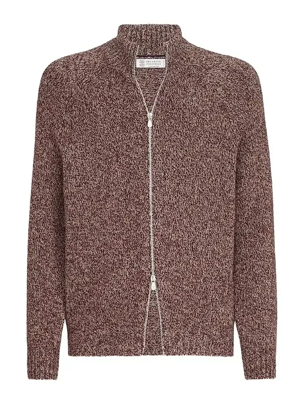 Brunello Cucinelli Men's Virgin Wool, Silk and Cashmere Chiné Cardigan