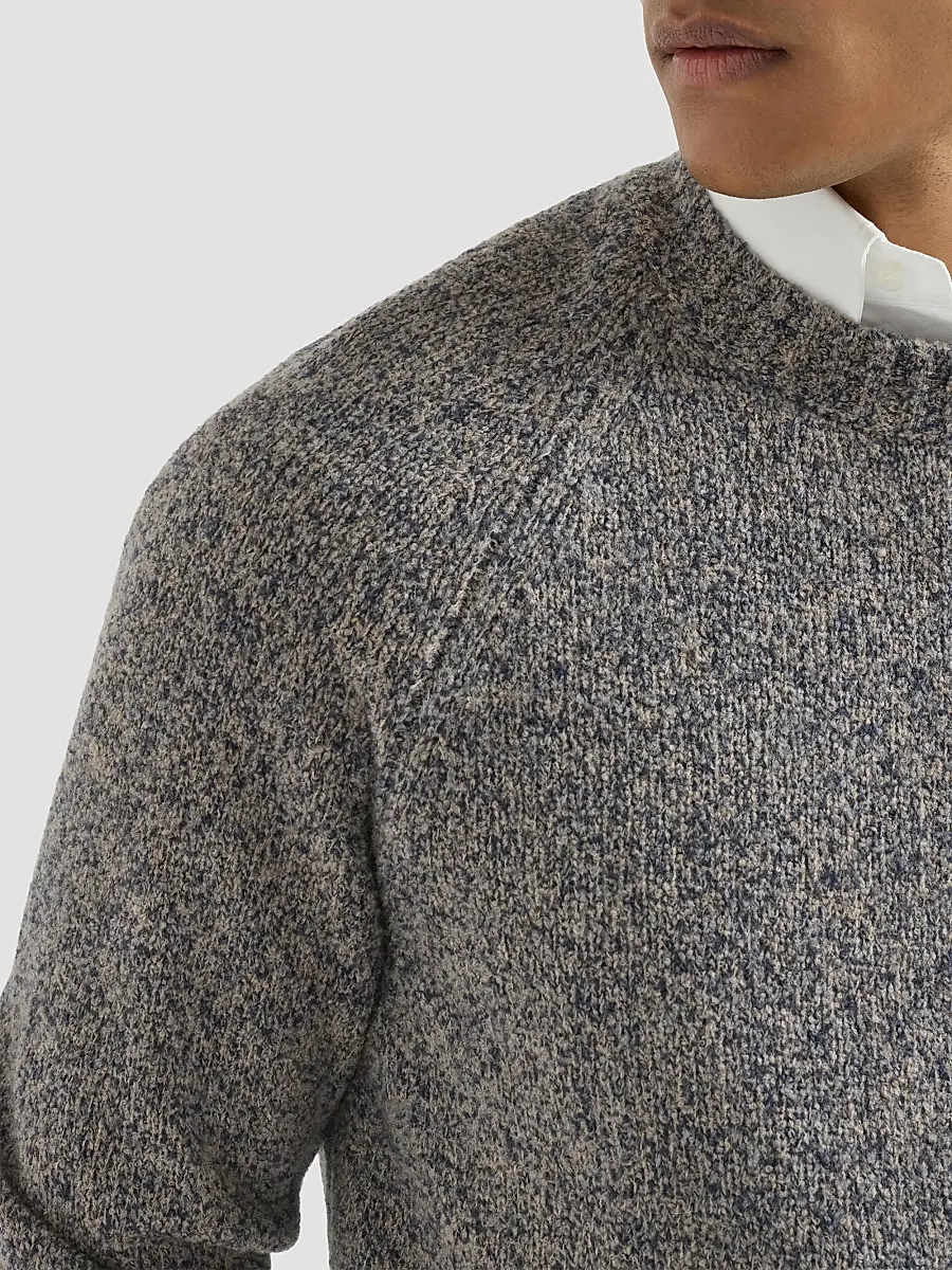 Brunello Cucinelli Men's Virgin Wool, Silk and Cashmere Chiné Sweater | Thumbnail 4 Brunello Cucinelli Men's Virgin Wool, Silk and Cashmere Chiné Sweater | Thumbnail 4