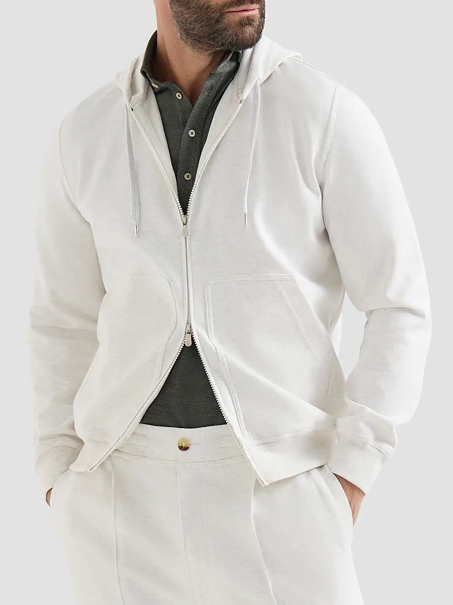 Brunello Cucinelli Men's Techno Cotton French Terry Double Cloth Hooded Sweatshirt | Thumbnail 2 Brunello Cucinelli Men's Techno Cotton French Terry Double Cloth Hooded Sweatshirt | Thumbnail 2