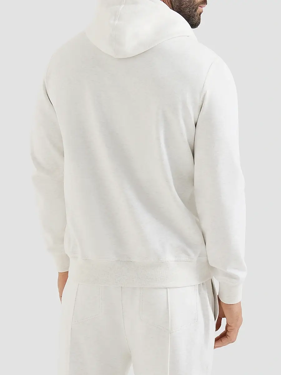 Brunello Cucinelli Men's Techno Cotton French Terry Double Cloth Hooded Sweatshirt | Thumbnail 3 Brunello Cucinelli Men's Techno Cotton French Terry Double Cloth Hooded Sweatshirt | Thumbnail 3