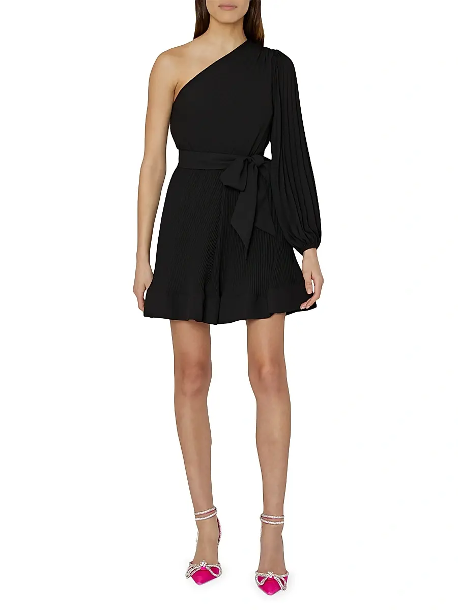 Milly Women's Linden Pleated One-Shoulder Minidress | Thumbnail 2 Milly Women's Linden Pleated One-Shoulder Minidress | Thumbnail 2