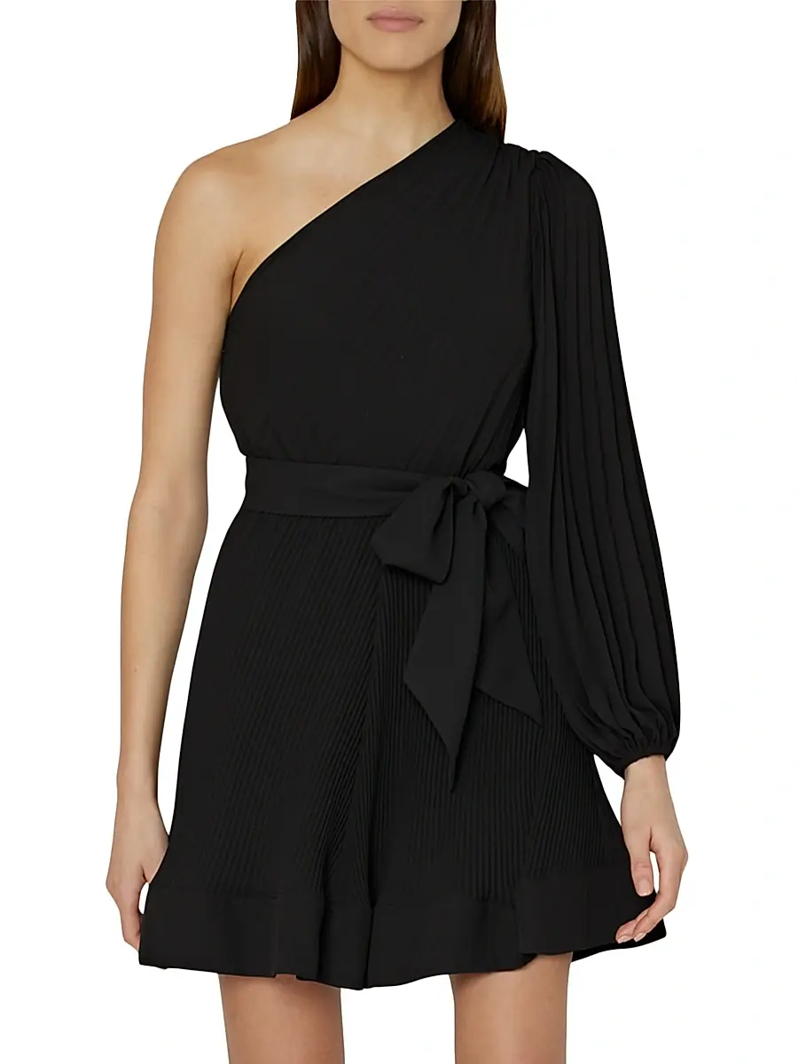 Milly Women's Linden Pleated One-Shoulder Minidress | Thumbnail 4 Milly Women's Linden Pleated One-Shoulder Minidress | Thumbnail 4