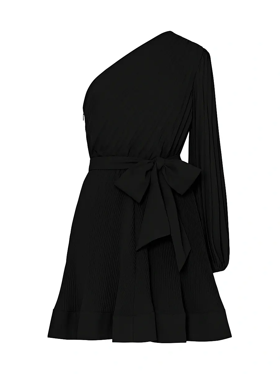 Milly Women's Linden Pleated One-Shoulder Minidress - Black | Image 1 Milly Women's Linden Pleated One-Shoulder Minidress - Black | Image 1