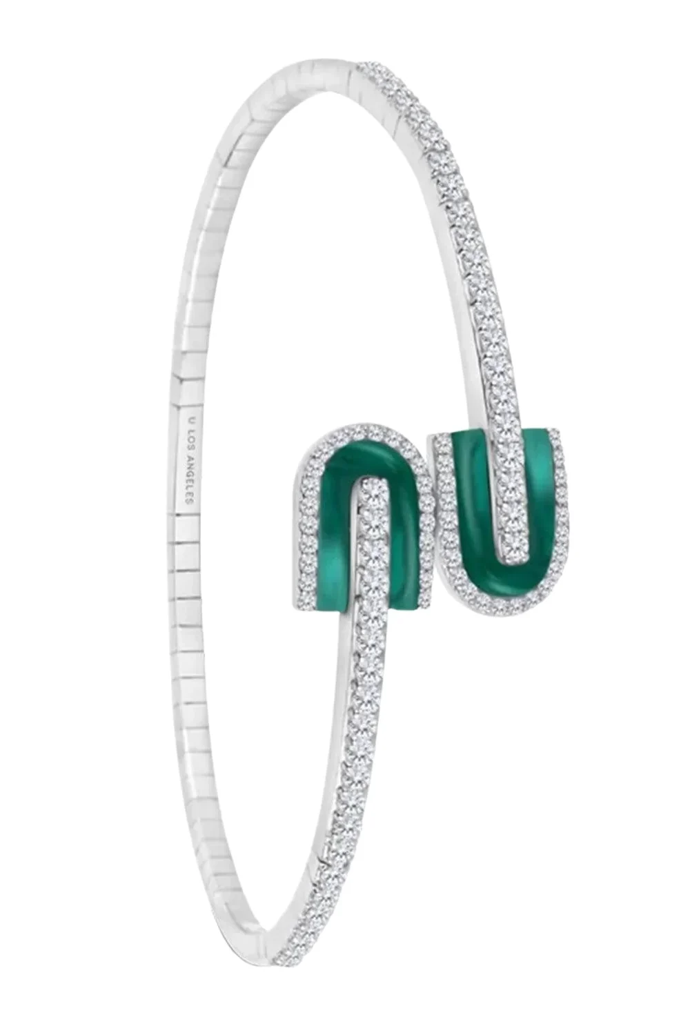 Diamond Malachite U Mini Duo Bangle Bracelet Diamond Malachite U Mini Duo Bangle Bracelet