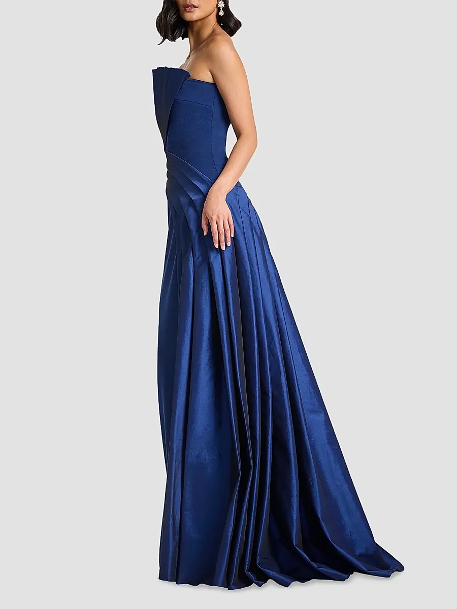 Tadashi Shoji Women's Belair Draped Taffeta & Crepe Strapless Gown | Thumbnail 5