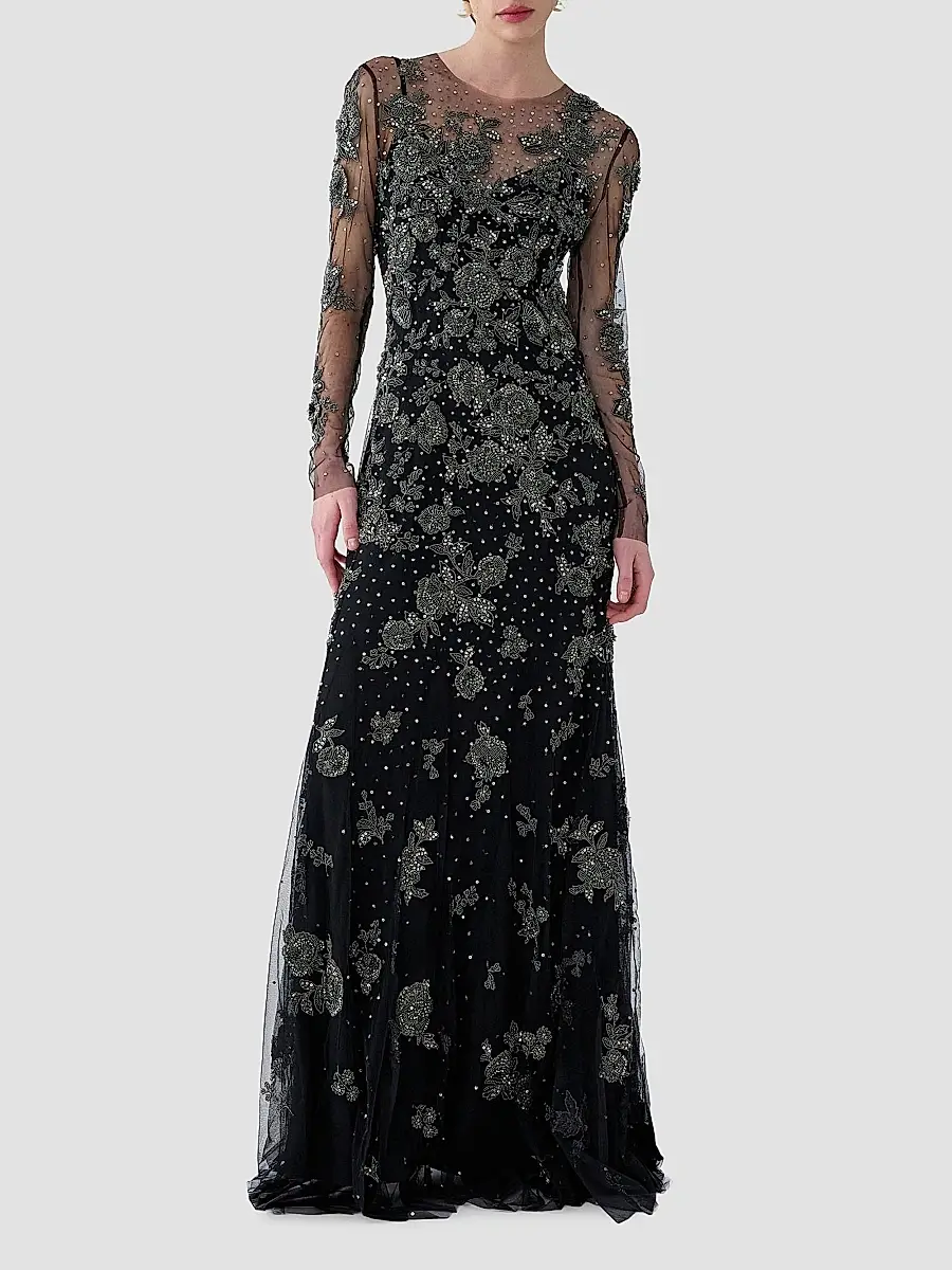 Carolina Herrera Women's Embellished Illusion Trumpet Gown | Thumbnail 2