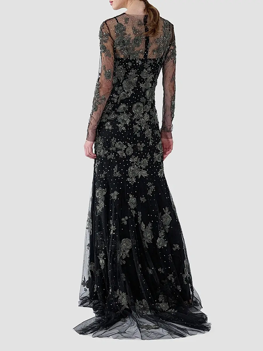 Carolina Herrera Women's Embellished Illusion Trumpet Gown | Thumbnail 3