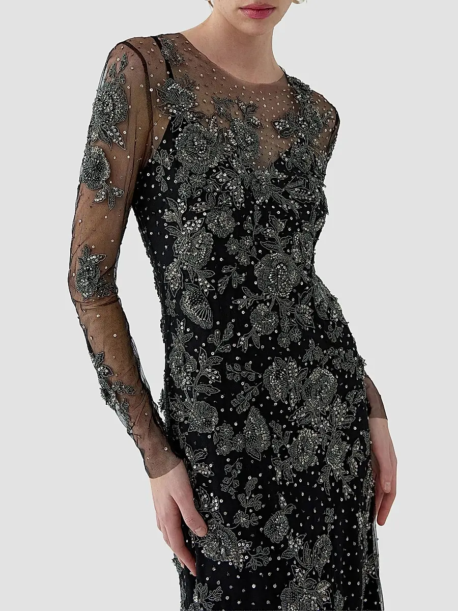 Carolina Herrera Women's Embellished Illusion Trumpet Gown | Thumbnail 4