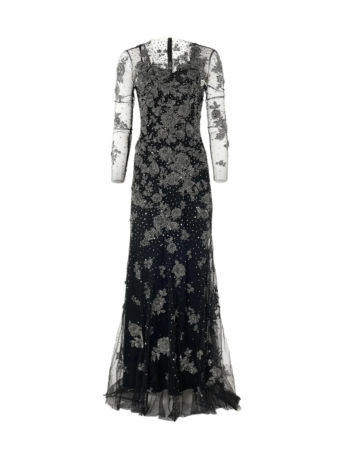 Women's Embellished Illusion Trumpet Gown