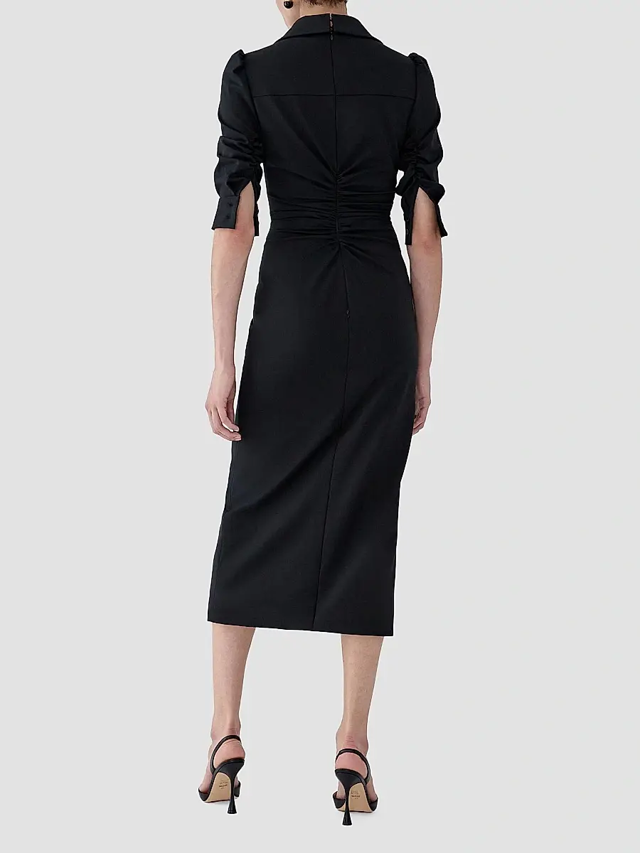Carolina Herrera Women's Ruched Jersey Wool Midi-Dress | Thumbnail 3 Carolina Herrera Women's Ruched Jersey Wool Midi-Dress | Thumbnail 3