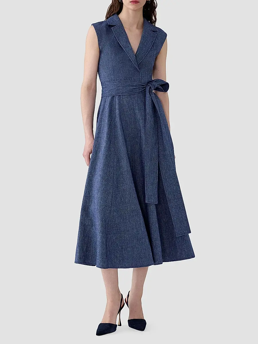 Carolina Herrera Women's Linen-Blend Sleeveless Trench Midi-Dress | Thumbnail 2 Carolina Herrera Women's Linen-Blend Sleeveless Trench Midi-Dress | Thumbnail 2