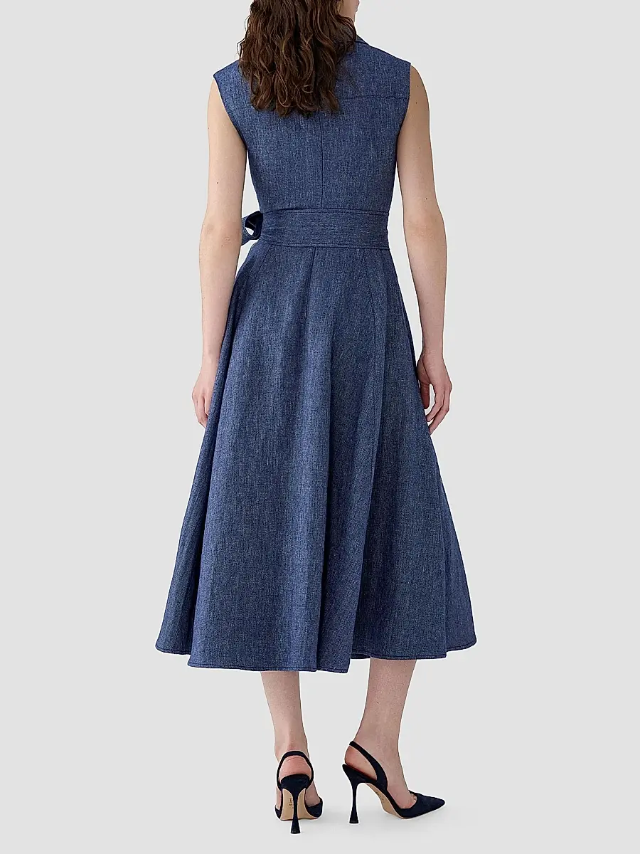 Carolina Herrera Women's Linen-Blend Sleeveless Trench Midi-Dress | Thumbnail 3 Carolina Herrera Women's Linen-Blend Sleeveless Trench Midi-Dress | Thumbnail 3