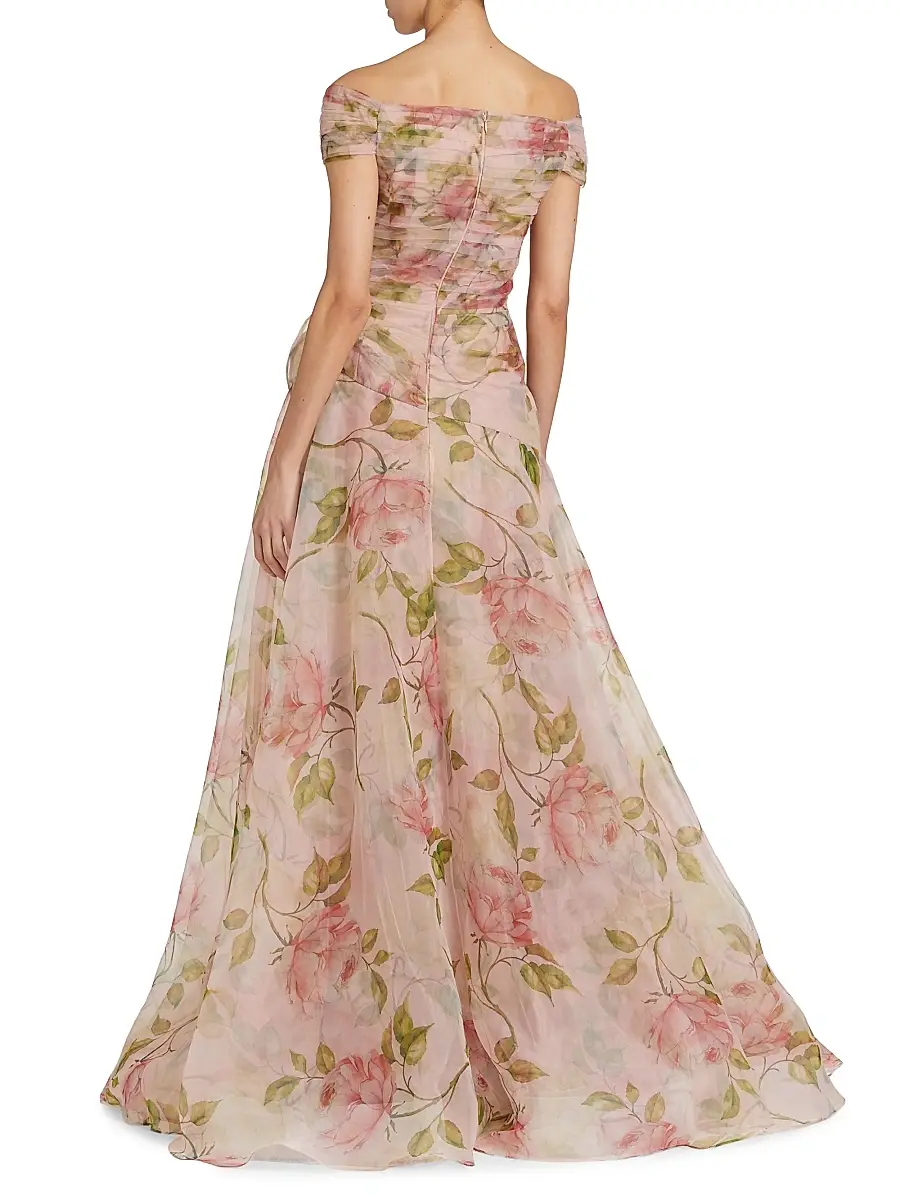 Teri Jon by Rickie Freeman Women's Floral Organza Tulle A-Line Gown | Thumbnail 5