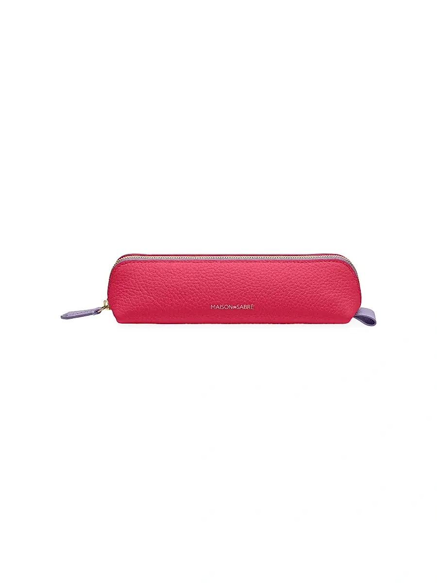 MAISON de SABRÉ Leather Pencil Case - Fuchsia Lavender | Image 1 MAISON de SABRÉ Leather Pencil Case - Fuchsia Lavender | Image 1
