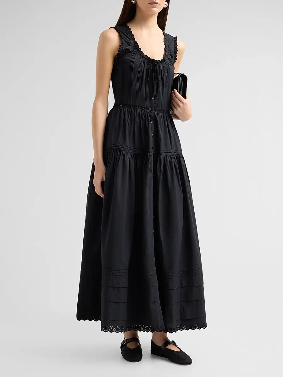 DÔEN Women's Hortense Button-Front Cotton Maxi Dress | Thumbnail 4 DÔEN Women's Hortense Button-Front Cotton Maxi Dress | Thumbnail 4