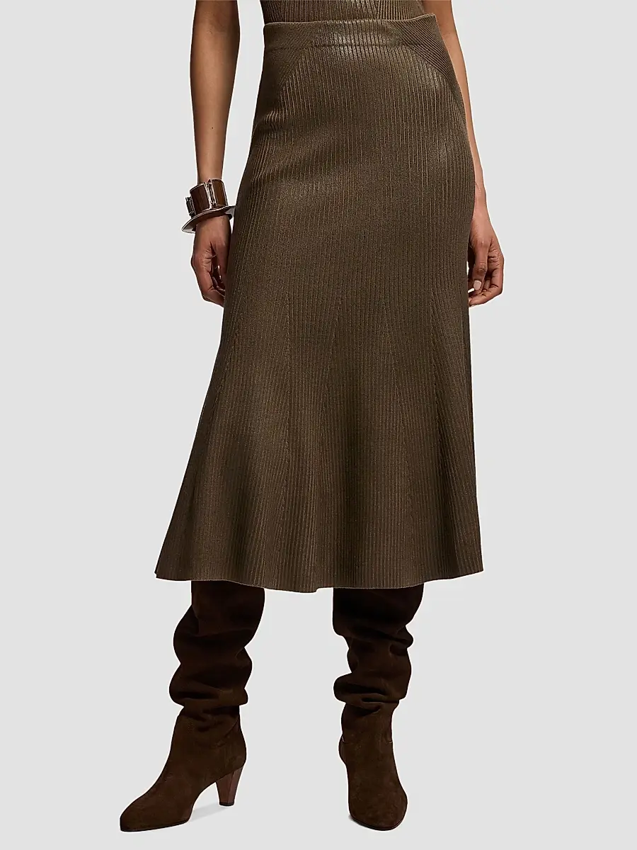 Ralph Lauren Collection Women's Adrianna Foiled Rib-Knit Sweater Skirt | Thumbnail 2