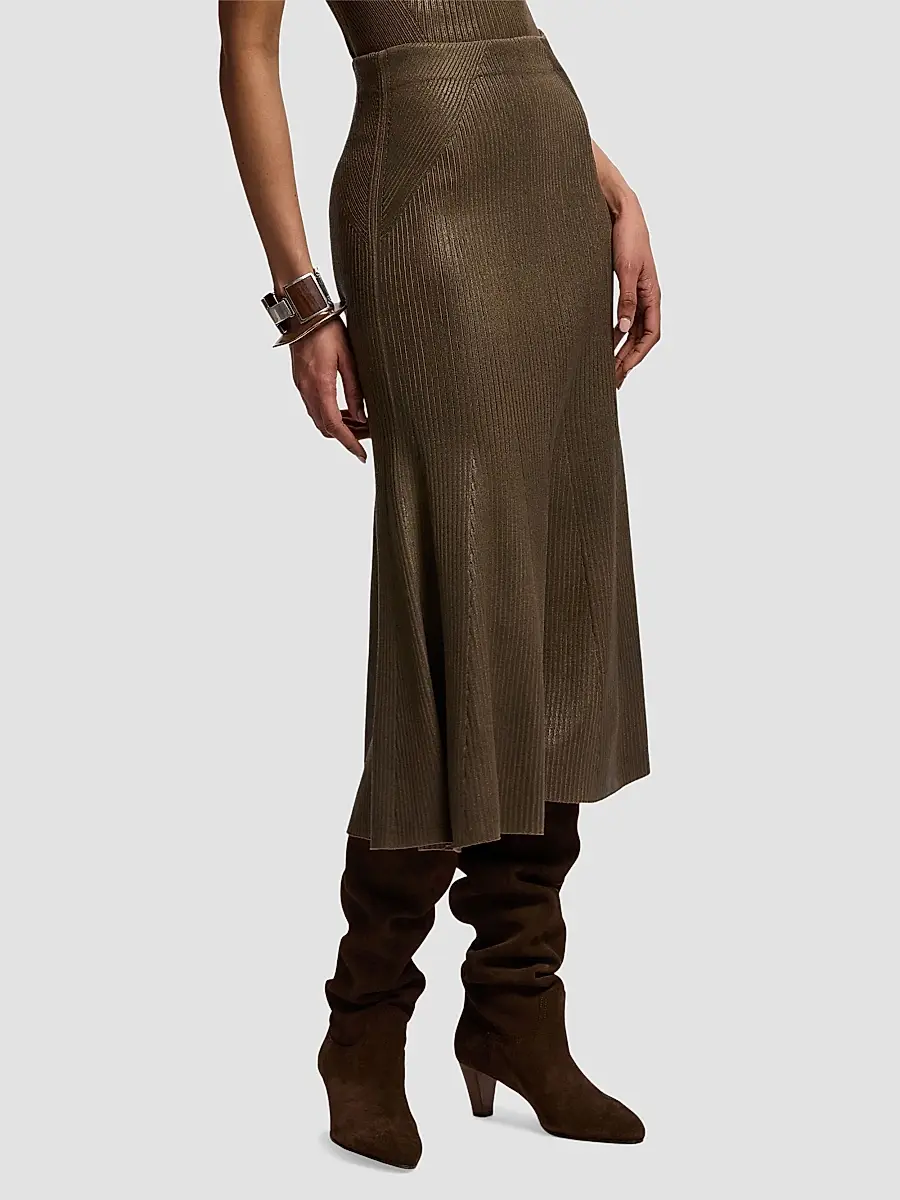 Ralph Lauren Collection Women's Adrianna Foiled Rib-Knit Sweater Skirt | Thumbnail 3