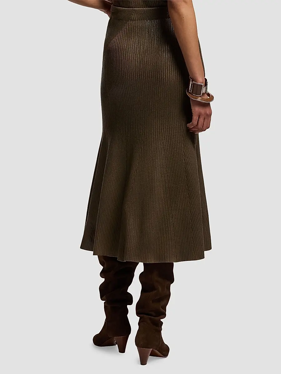 Ralph Lauren Collection Women's Adrianna Foiled Rib-Knit Sweater Skirt | Thumbnail 4