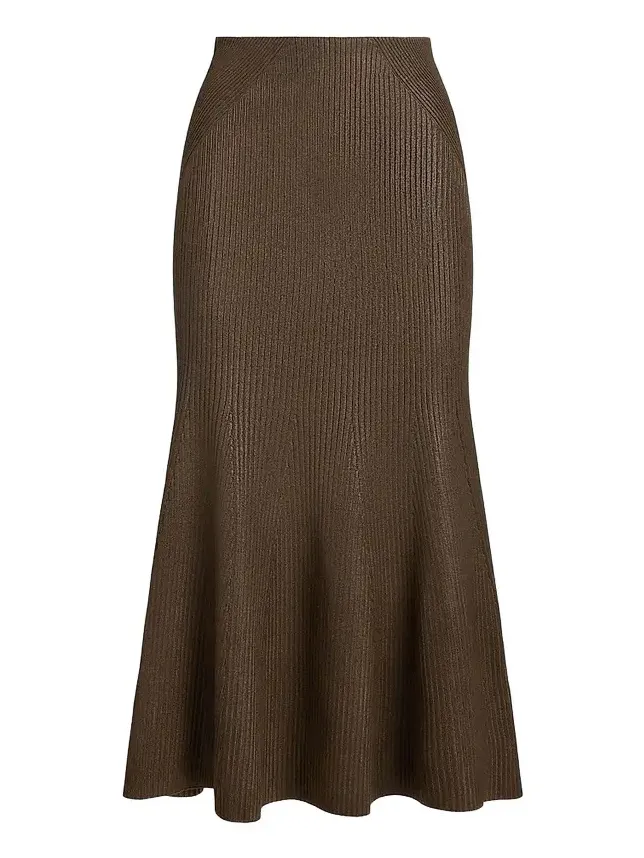 Women's Adrianna Foiled Rib-Knit Sweater Skirt