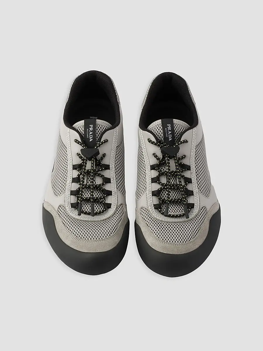 Prada Men's Speedrock Leather and Mesh Fabric Sneakers | Thumbnail 2 Prada Men's Speedrock Leather and Mesh Fabric Sneakers | Thumbnail 2
