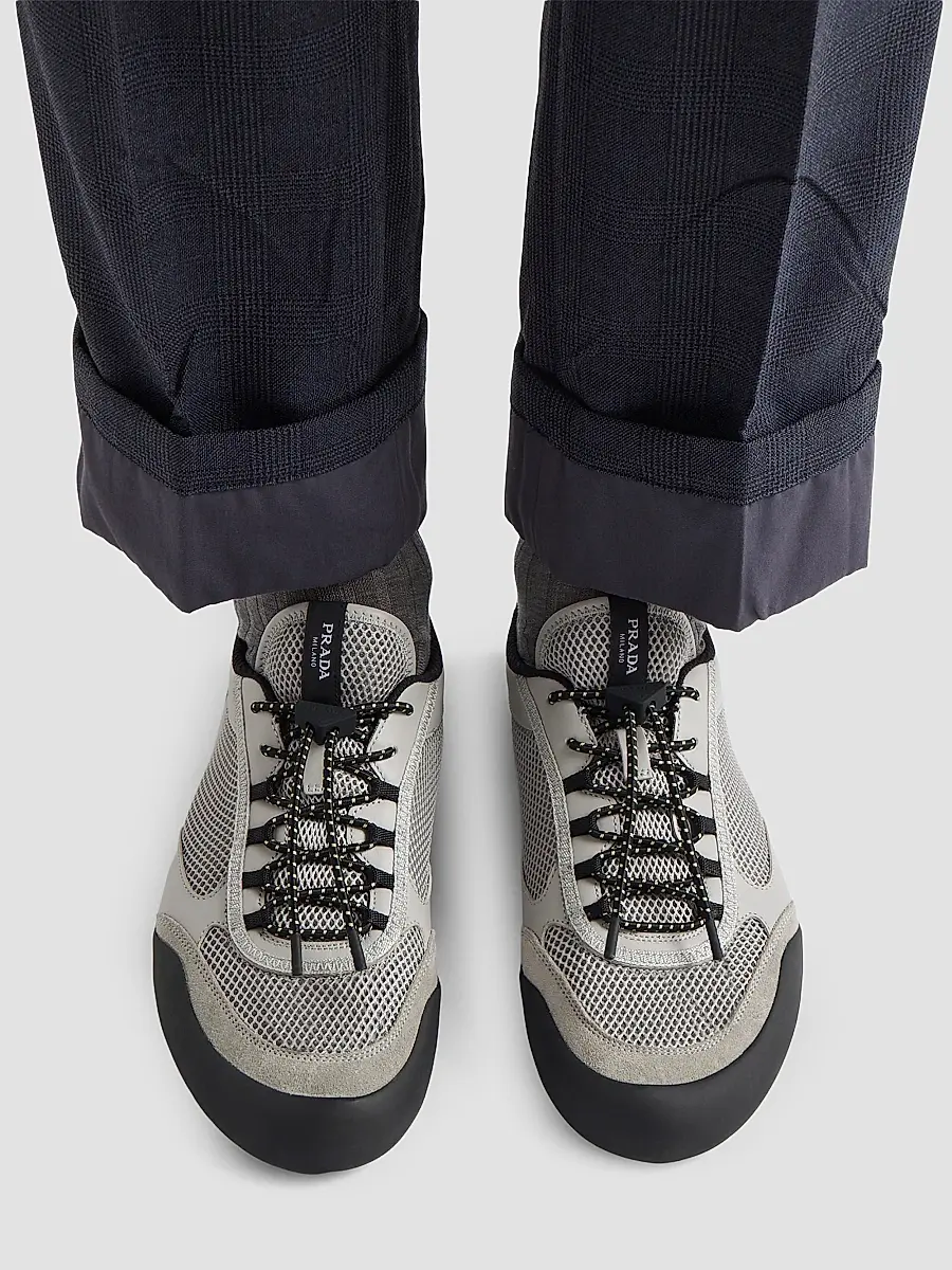 Prada Men's Speedrock Leather and Mesh Fabric Sneakers | Thumbnail 6 Prada Men's Speedrock Leather and Mesh Fabric Sneakers | Thumbnail 6