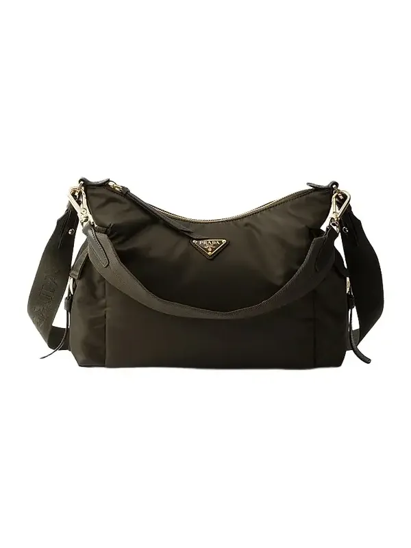 Women's Explore Large Re-Nylon and Leather Shoulder Bag Women's Explore Large Re-Nylon and Leather Shoulder Bag