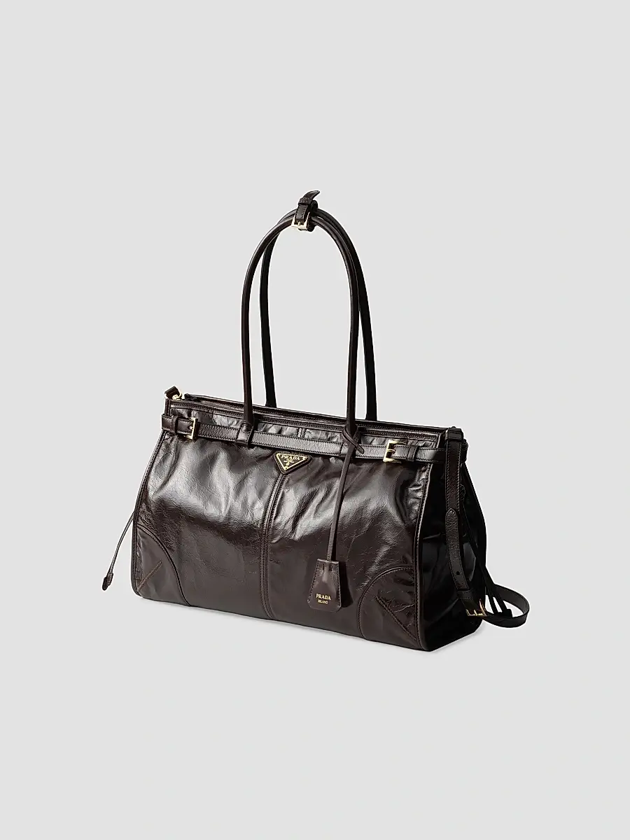 Prada Women's Bonnie Large Leather Top Handle Bag | Thumbnail 2