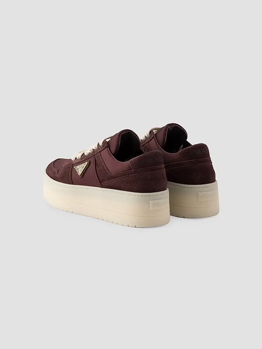 Prada Women's Downtown Bold Re-Nylon and Suede Sneakers - Dark Red | Thumbnail 3 Prada Women's Downtown Bold Re-Nylon and Suede Sneakers - Dark Red | Thumbnail 3