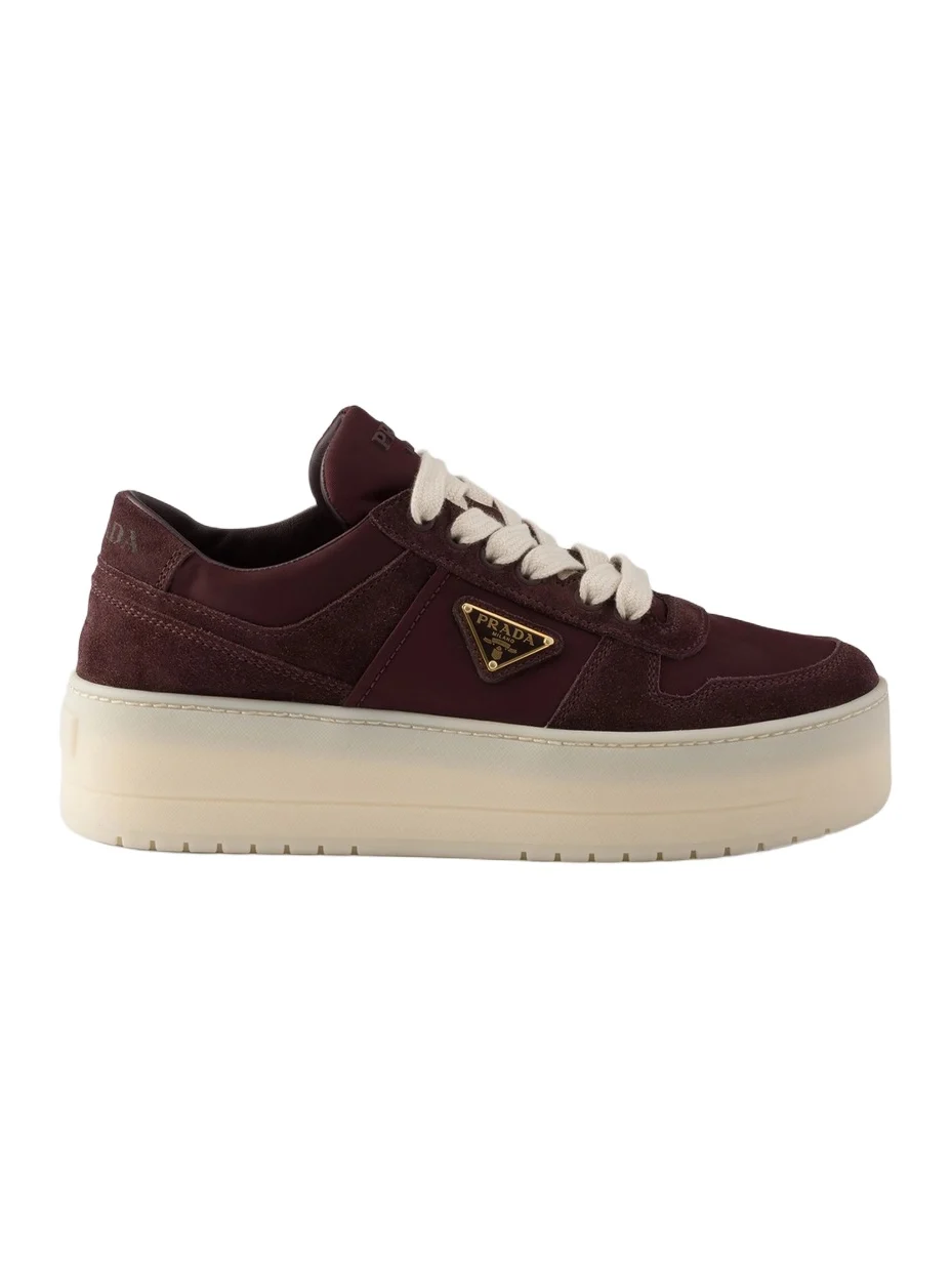 Women's Downtown Bold Re-Nylon and Suede Sneakers - Dark Red