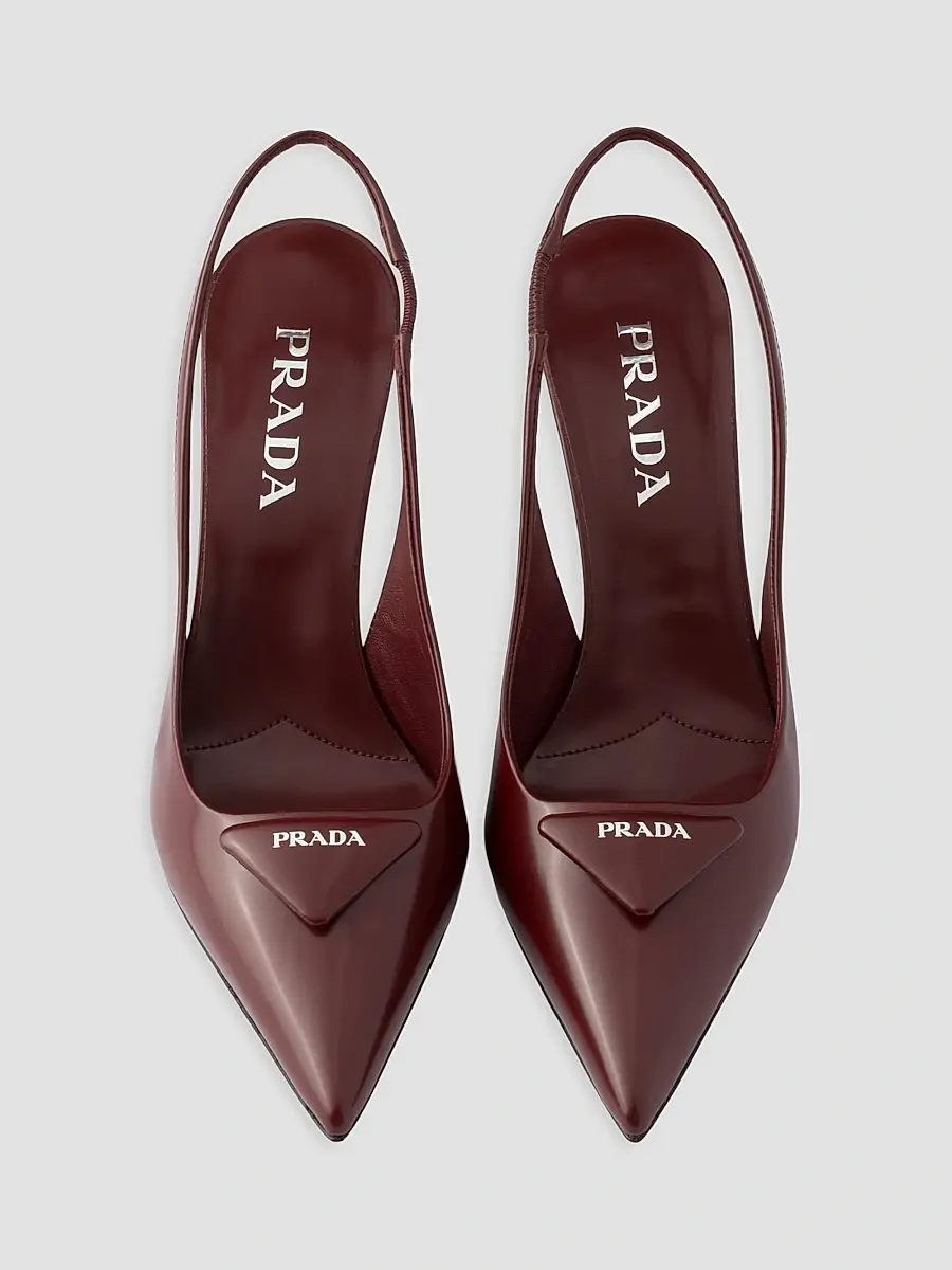 Prada Women's Brushed Leather Slingback Pumps | Thumbnail 2 Prada Women's Brushed Leather Slingback Pumps | Thumbnail 2
