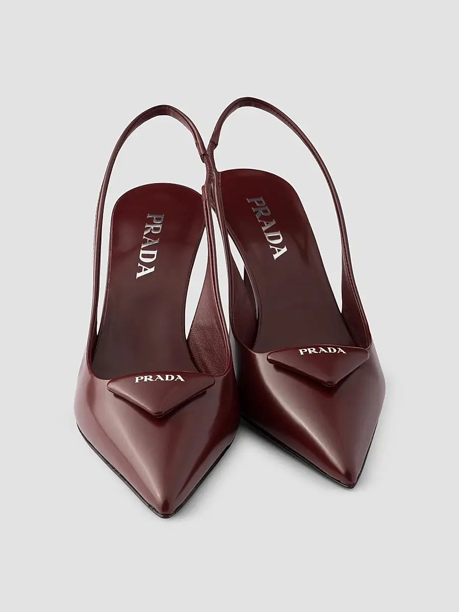 Prada Women's Brushed Leather Slingback Pumps | Thumbnail 4 Prada Women's Brushed Leather Slingback Pumps | Thumbnail 4