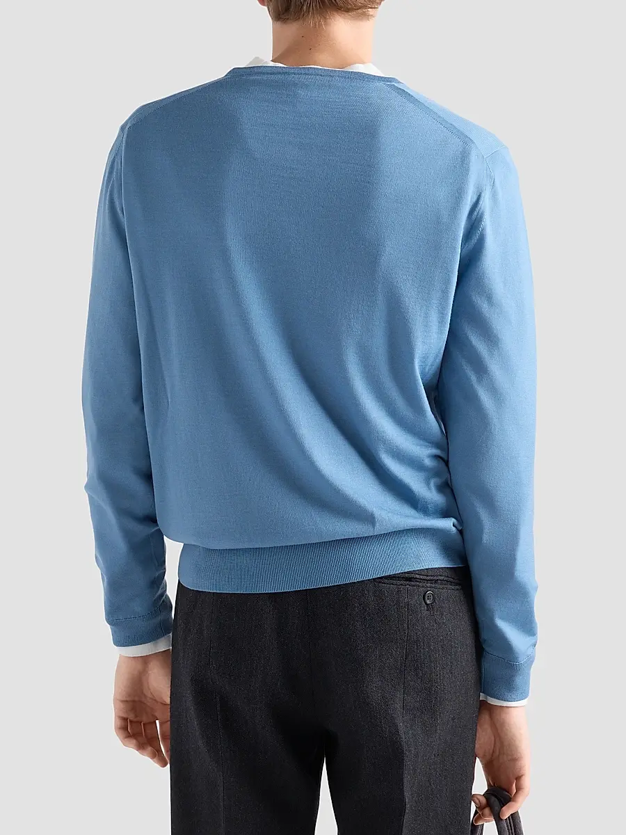 Prada Men's Worsted Wool Crewneck Sweater | Thumbnail 3 Prada Men's Worsted Wool Crewneck Sweater | Thumbnail 3