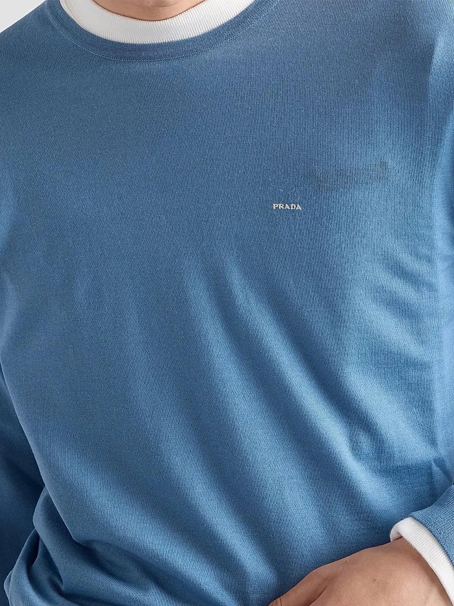 Prada Men's Worsted Wool Crewneck Sweater | Thumbnail 5 Prada Men's Worsted Wool Crewneck Sweater | Thumbnail 5