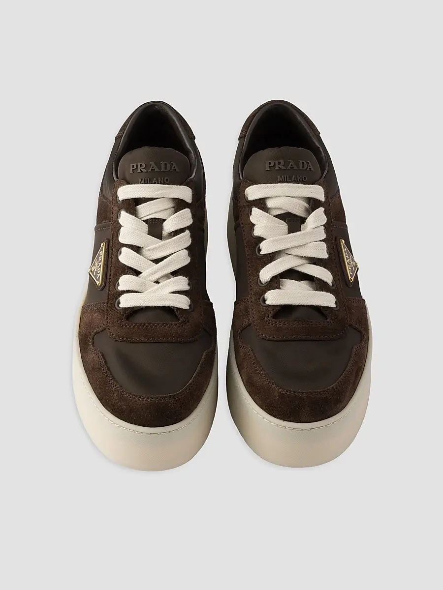 Prada Women's Downtown Bold Re-Nylon and Suede Sneakers | Thumbnail 2 Prada Women's Downtown Bold Re-Nylon and Suede Sneakers | Thumbnail 2
