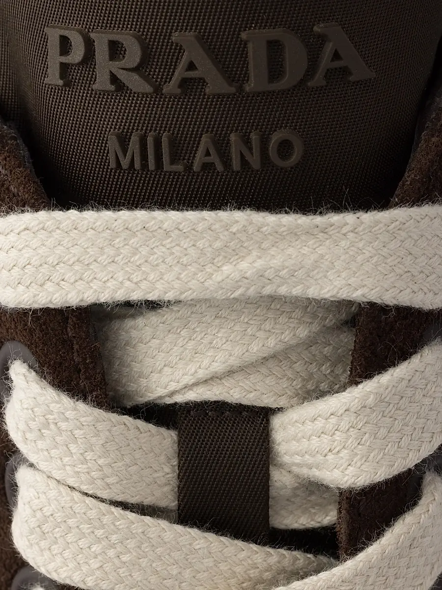 Prada Women's Downtown Bold Re-Nylon and Suede Sneakers | Thumbnail 5 Prada Women's Downtown Bold Re-Nylon and Suede Sneakers | Thumbnail 5
