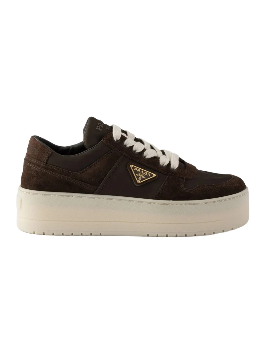 Women's Downtown Bold Re-Nylon and Suede Sneakers - Dark Brown