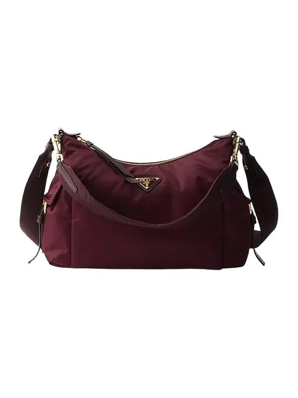Women's Explore Large Re-Nylon and Leather Shoulder Bag Women's Explore Large Re-Nylon and Leather Shoulder Bag
