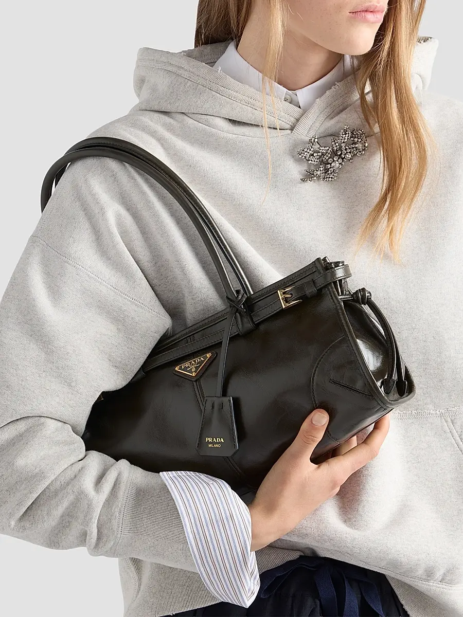 Prada Women's Bonnie Medium Top Handle Leather Bag | Thumbnail 4 Prada Women's Bonnie Medium Top Handle Leather Bag | Thumbnail 4