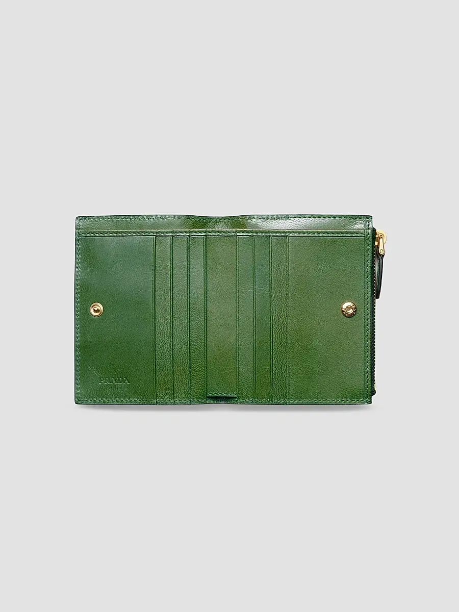 Prada Women's Small Woven Madras Leather Wallet | Thumbnail 3