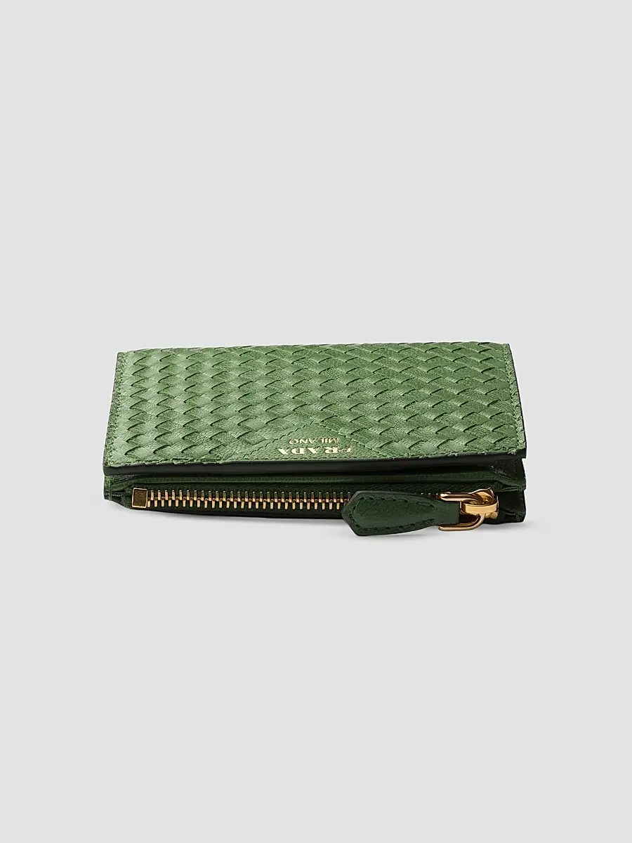 Prada Women's Small Woven Madras Leather Wallet | Thumbnail 4