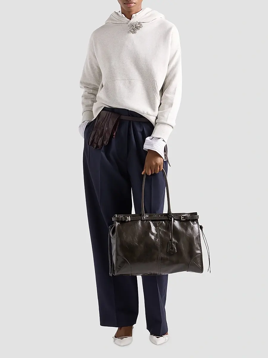 Prada Women's Bonnie Extra-Large Leather Top Handle Bag | Thumbnail 2 Prada Women's Bonnie Extra-Large Leather Top Handle Bag | Thumbnail 2